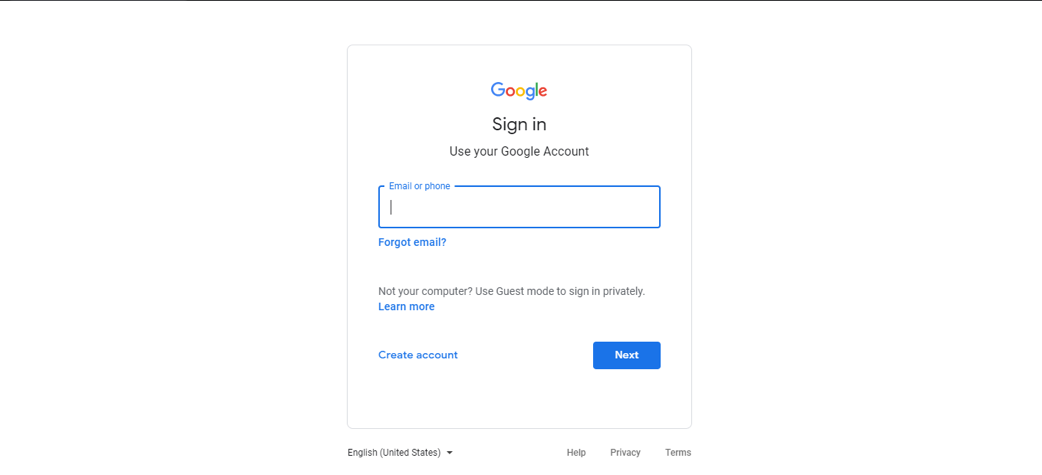 GOOGLE SIGN-IN PAGE